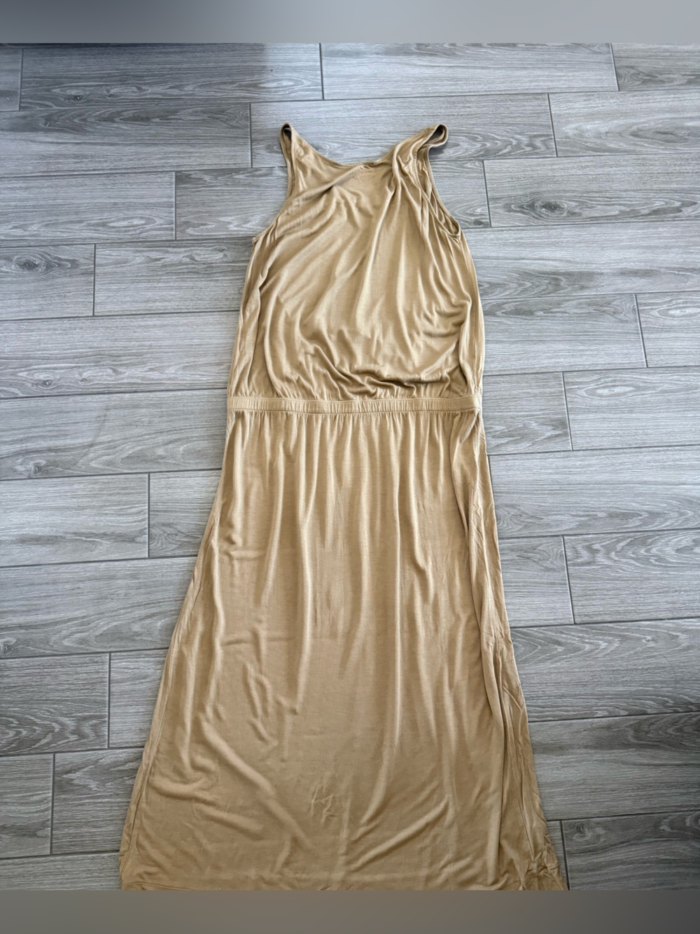 Everlane|The Ryan maxi tank dress in Camel Tan sleeveless Drapey style•••LARGE - Picture 6 of 14